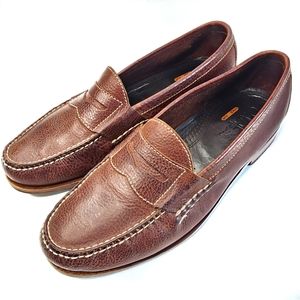 COLE HAAN Brown Pebble Grain Leather Slip On Penny Loafer Shoe Size 12